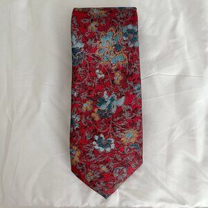 Envoy Limited Edition Men Necktie Red, Blue, Grey Abstract Floral Print Tie